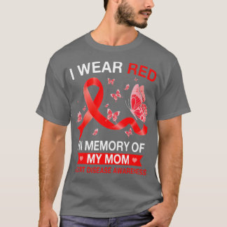 Hartziekte Ik Draag rode vlinderribbo T-shirt