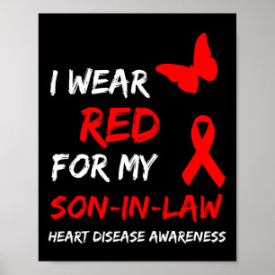 Hartziekte Ik Draag Rood Voor Mijn Schoonzoon Lint Poster