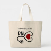Hartzures Heart Stethoscoop RN Grote Tote Bag (Achterkant)