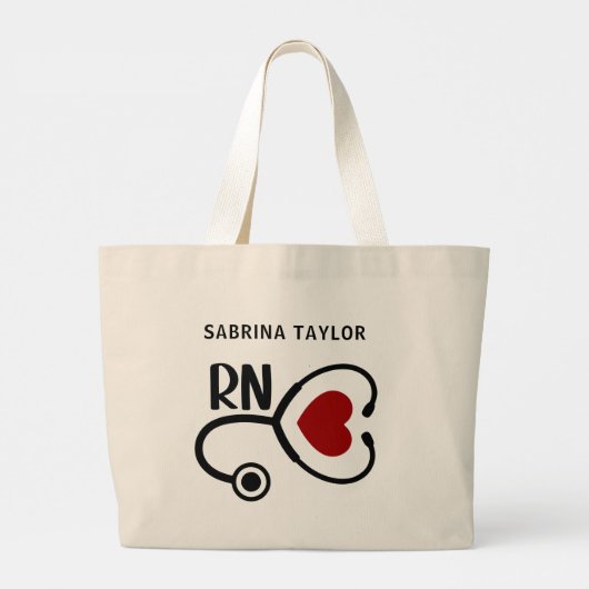 Hartzures Heart Stethoscoop RN Grote Tote Bag (Achterkant)