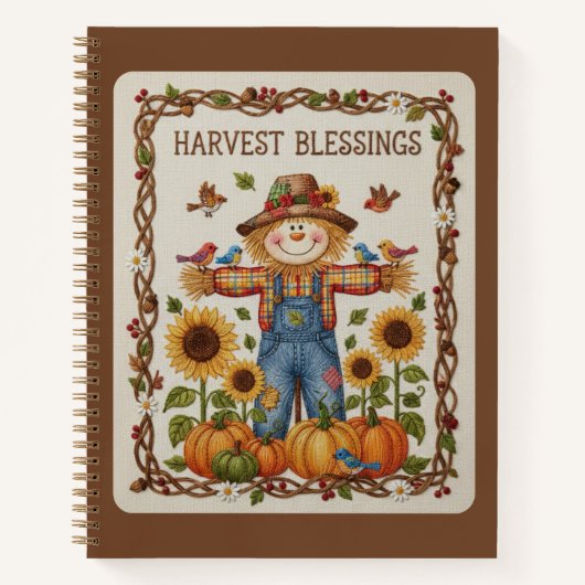 Harvest Blessings Embroidered Scarecrow Journal (Devant)