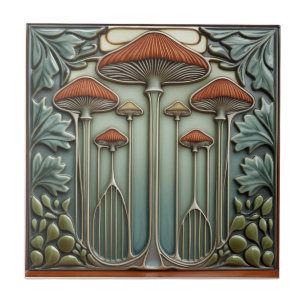 Harvest Crescendo Art Nouveau vintage paddenstoel Tegeltje