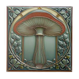 Harvest Crescendo Art Nouveau vintage paddenstoel Tegeltje