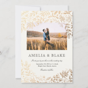 Harvest Flowers Photo Wedding Invitation Kaart
