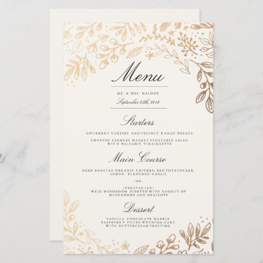 Harvest Flowers Weddenningmenu (Voorkant / Achterkant)