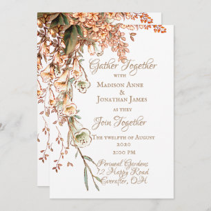 Harvest Garland Script Elegant Fall Wedding Kaart
