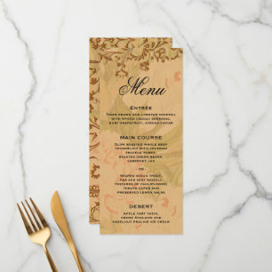 Harvest Gold Boho en Gold Leaf Wedding Menu