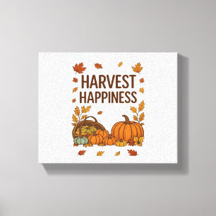 Harvest Happiness - Herfstpompoen & herfstbladeren Canvas Afdruk