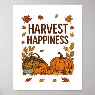 Harvest Happiness - Herfstpompoen & herfstbladeren Poster