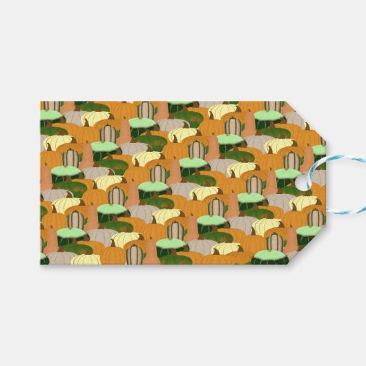 Harvest Pattern Autumn Squash Cadeaulabel (Voorkant (Horizontaal))
