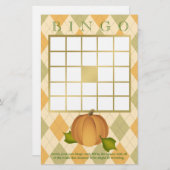 Harvest Pumpkin Argyle Baby shower Bingo (Voorkant / Achterkant)