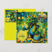 HARVEY ~ Carte d'anniversaire ~ Dinosaur ~ Vert ~ (Devant / Derrière)