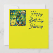 HARVEY ~ Carte d'anniversaire ~ Dinosaur ~ Vert ~ (Dos)