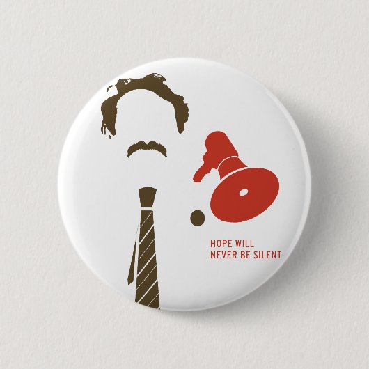 Harvey Milk Button met Bullhorn (Voorkant)