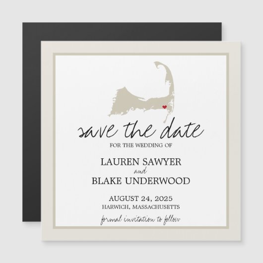 Harwich Cape Cod Bruiloft Save the Date Magnetische Uitnodiging (Voorkant / Achterkant)