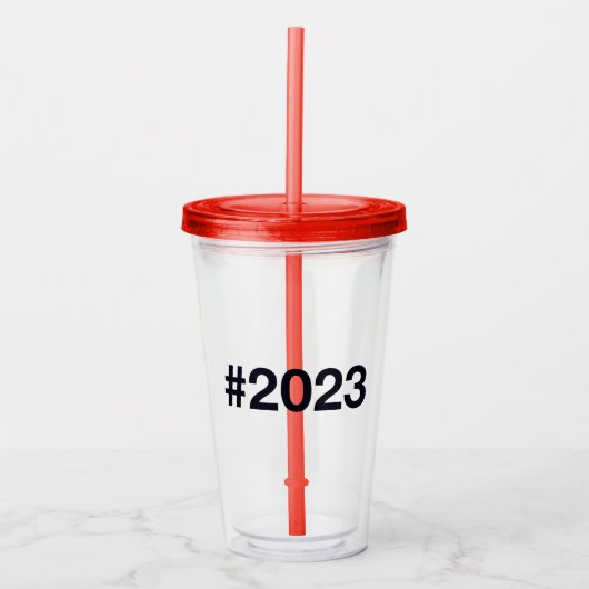 Hashtag 2023 acryl drinkbeker (Voorkant)