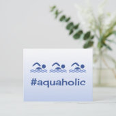 Hashtag bleu nageurs amusant aquaholic carte posta (Debout devant)