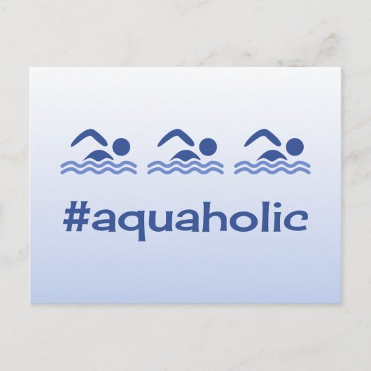 Hashtag bleu nageurs amusant aquaholic carte posta (Devant)