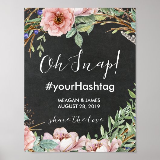 hashtag bruiloft tint poster (Voorkant)