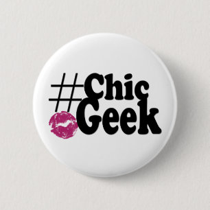 Hashtag Chic Geek Kiss Art Gifts Ronde Button 5,7 Cm
