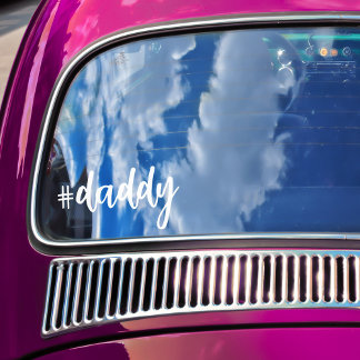 Hashtag #daddy Witte kalligrafie vaderschap auto Raamsticker