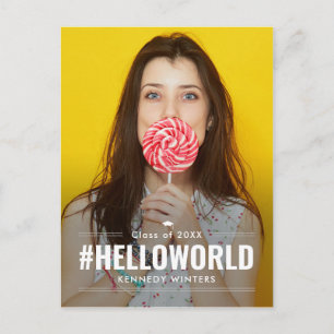 Hashtag Fun Editable Color Afstuderen Briefkaart