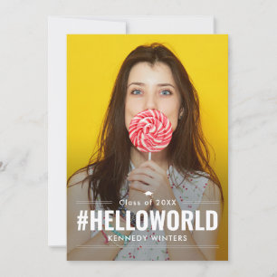 Hashtag Fun Editable Color Afstuderen Invitation Kaart