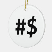 hashtag - geld keramisch ornament (Links)
