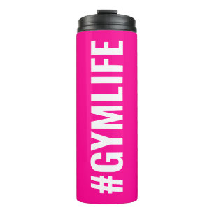 Hashtag Gymlife Hot Roze Wit Moderne Slogan Thermosbeker