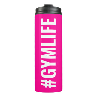 Hashtag Gymlife Hot Roze Wit Moderne Slogan Thermosbeker
