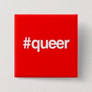 HASHTAG QUEER VIERKANTE BUTTON 5,1 CM