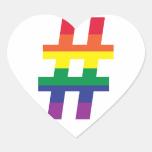 hashtag, regenboogvlag hart sticker