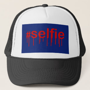 Hashtag Selfie Drooling op blauw decor Trucker Pet