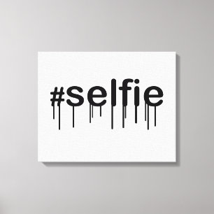Hashtag Selfie Drooling Typografie Canvas Afdruk