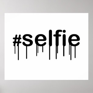 Hashtag Selfie Drooling Typografie Poster