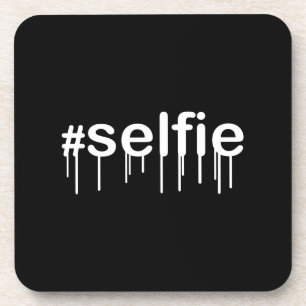 Hashtag Selfie Kwijlend Zwart Decor Bier Onderzetter