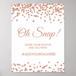 Hashtag Sign Roos Gold Glitter Confetti White Poster