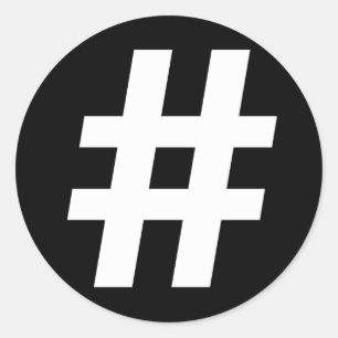 HASHTAG SYMBOOL RONDE STICKER