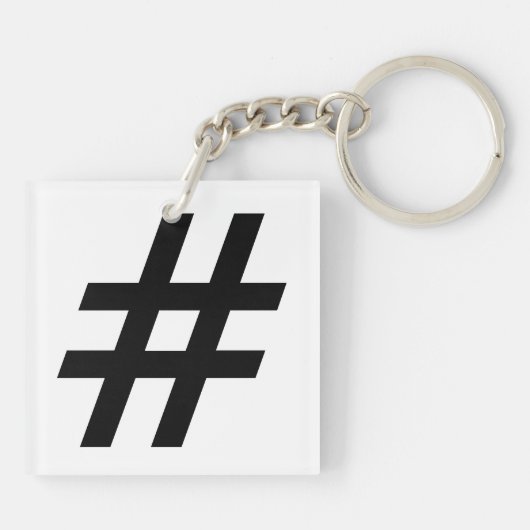 hashtag-tekstsymbool letter hash label sleutelhanger (Achterkant)