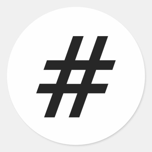 hashtag-tekstsymbool letter ronde sticker (Voorkant)