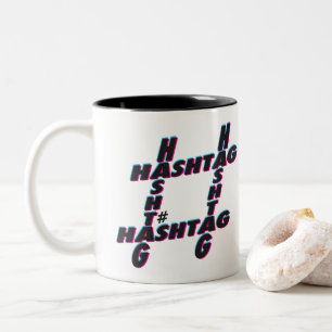 Hashtag typografisch 3D Tweekleurige Koffiemok