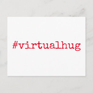 Hashtag Virtual Hug in Bright Red op wit Briefkaart