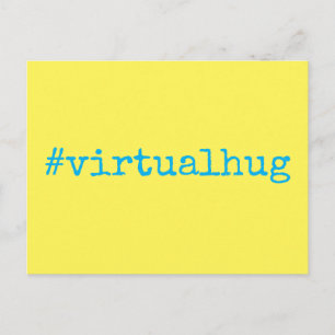 Hashtag Virtual Hug in BrightStor Blue & Yellow Briefkaart