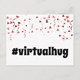 Hashtag Virtual Hug in Fun Font met Red Confetti Briefkaart