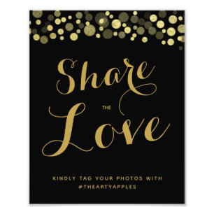 Hashtag voor Gold & Black Social media-bruiloft Foto Afdruk