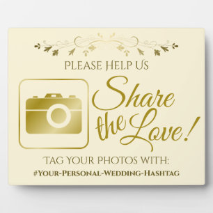 Hashtag voor Gold & Cream Weddenschap Foto delen Fotoplaat