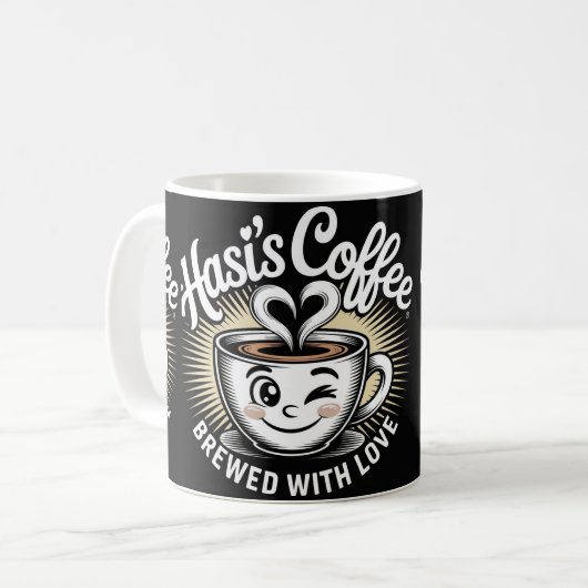 Hasi’s Coffee Cute Smiling Cup Mug  Koffiemok (Voorkant links)