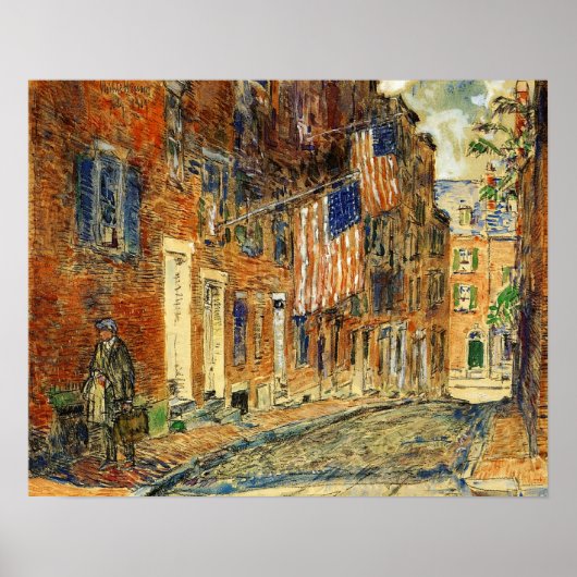 Hassam - Acorn St Boston 1919 Poster (Voorkant)