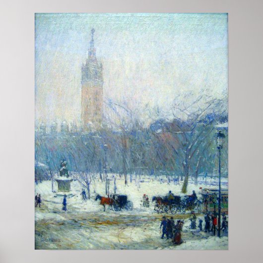 Hassam - Madison Square Snowstorm 1893 Poster (Voorkant)
