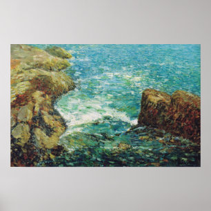 Hassam - Surf en Rocks 1906 Poster